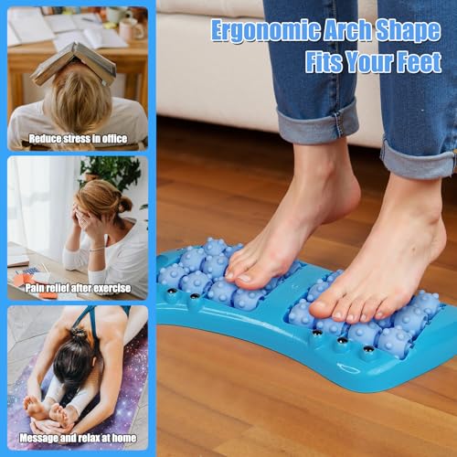 Foot Roller Massager for Plantar Fasciitis Relief, Large Size Roller Foot Massage Shiatsu Acupuncture Massage, Reflexology Tool,Heel, Arch, Muscle Aches, Foot Pain, Stress Relief - Relaxation Gift - color: Blue