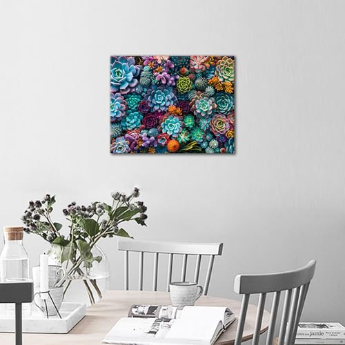 TUMOVO Succulent Paint by Number for Adults, Flowers DIY Paint by Numbers Kit for Adults, Botanical Acrylic Painting by Number on Canvas for Gift Home Wall Decor 16"x20"(Frameless) - color: Succulent