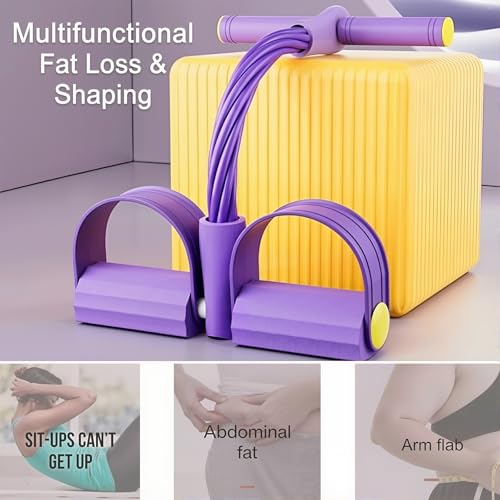 Pedal Resistance Bands with Handles, Upgrade Multi Function Pedal Training Band, 6-Tubes Natural Rubber Foot Pedal Resistance, Fitness Bands for Full Body, Abdomen, Waist, Arm, Leg - color: 퍼플.