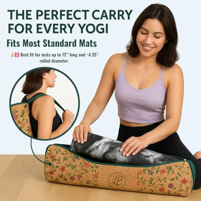 Lumberjack Plaid Cork Yoga Mat Bag – Fits Mats Up to 72” Long and ½” Thick (Approx. 4.25” Rolled Diameter) – 24” Carry Bag with Adjustable Strap, Front + Interior Zip Pockets
