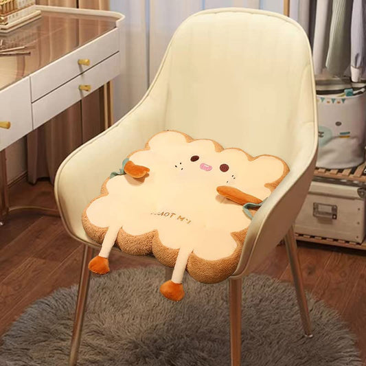 Toast Seat Cushion Bread Pillow with Cute Expression, Kawaii Food Chair Pads for Office Dorm Bedroom,Pillow Cushion Gift for Birthday, Christmas (Square) - color: Cute