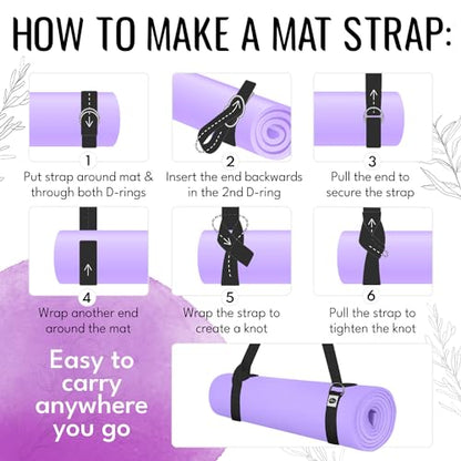 TECEUM 2 IN 1 Yoga & Mat Strap for Stretching – Cotton – 6/8/10 ft - color: Black, size: 8 ft