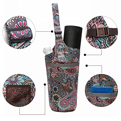IwIeIaIrI Yoga Mat Bag Cylinder for Women with Large Zipper Pocket - color: Pink