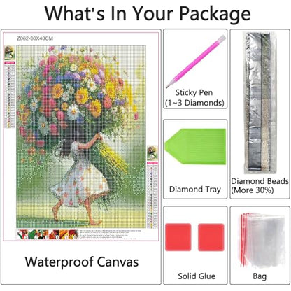 Shouruihua Diamond Painting Kits for Adults, Fairy & Flower Diamond Art Kit | Gem Art, Diamond Dotz Kits, Diamond Dots, Wall Art, Adult Crafts, Full Round Drill Diamond Painting Kits, 11.8x15.7 in - color: Fairy & Flowers