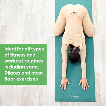 Gaiam Essentials 1/4" Thin (6mm) Yoga & Pilates, Fitness & Exercise Mat with Easy-Cinch Carrier Strap Cusion Support For Fitness and Gym Workouts - color: Purple