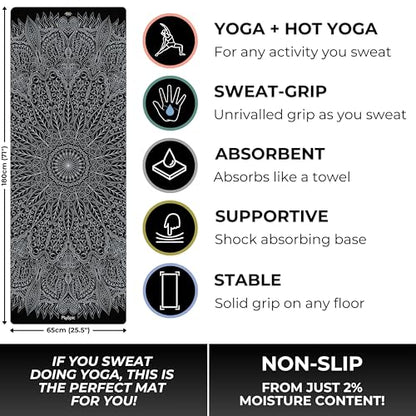 Plyopic All In One Yoga Mat | Luxury Sweat-Grip Mat/Towel Combo | Ideal for Yoga, Hot Yoga, Bikram, Pilates, Workout & Exercise | Eco-Friendly Natural Rubber - color: Mandala