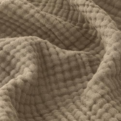 EMME Muslin Blankets for Adults Throw Blanket for Couch Breathable Gauze Soft Lightweight Airy Tan Queen 90" x 90" - color: 03 - Tan, size: Queen (90" x 90")