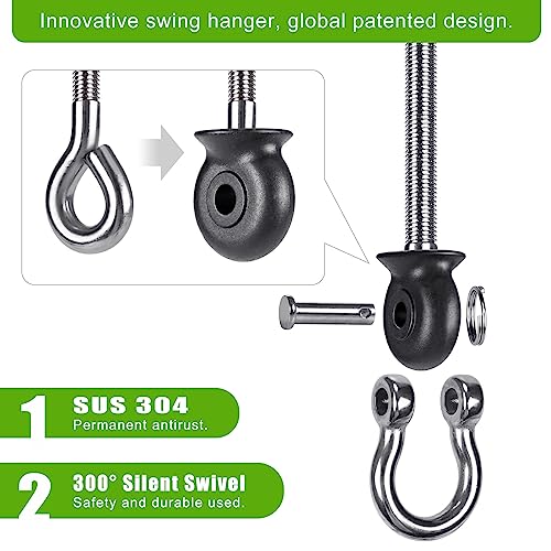 Dolibest Set of 6 Permanent Antirust Stainless Steel 304 Heavy Duty Swing Hangers for Playground Porch Yoga Hammock Chair, Easy to Install on Wood/Steel Beam, Rustproof and Durable, 7.67'' - color: Silver 7.67'' 6 Pack