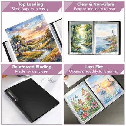 Mr. Pen- Art Portfolio Folder, 12.7"x9.25" Inner Sheet Size, 40 Pocket | Large Display Folder with Clear Sheet Protectors for Artwork, Music Sheets, Documents, Presentations & Organization