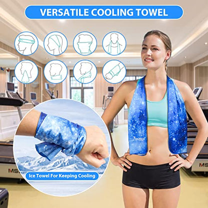 SYOURSELF Cooling Towel, Cooling Towels for Neck,40" x 12"Ice Towel for Instant Cooling Relief, Soft Breathable Chilly Towel, Perfect Yoga, Golf, Sports, Gym, Athletes Towel (1PC-BStarry) - color: Bstarry