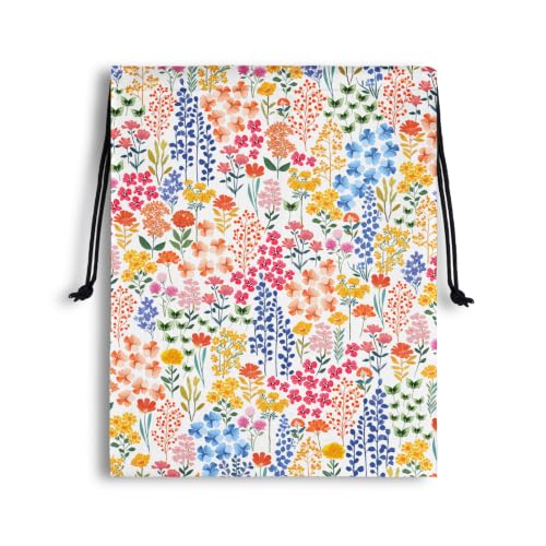 Yellow Flowers Drawstring Storage Pouch Plant Shoe Bags for Travel Sport Home - color: Colorful Blossom, size: 18"(H)*14"(W)