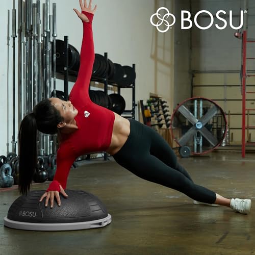 BOSU Nexgen Balance Trainer, Half-Ball Training Equipment, 65 cm Diameter, 300 lb Capacity - Burst-Resistant Stability Exercise Tool w/Non-Slip Base, Includes Hand Pump, Commercial-Grade - color: Black/Gray