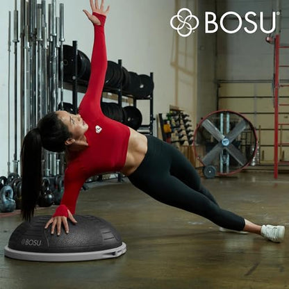 BOSU Nexgen Balance Trainer, Half-Ball Training Equipment, 65 cm Diameter, 300 lb Capacity - Burst-Resistant Stability Exercise Tool w/Non-Slip Base, Includes Hand Pump, Commercial-Grade - color: Black/Gray