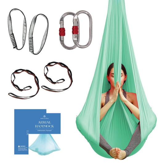 Aerial Yoga Hammock Swing, 4.5 Yards, Aerial Silks with Hardware - color: Aqua, size: 4.5 yards