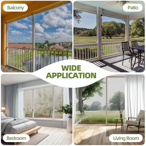 48 in × 100 ft Window Screen Mesh, Fiberglass Window Screen Replacement, Screen Mesh Roll for Window, Door, Patio, Porch (Black) - size: 48" x 100'
