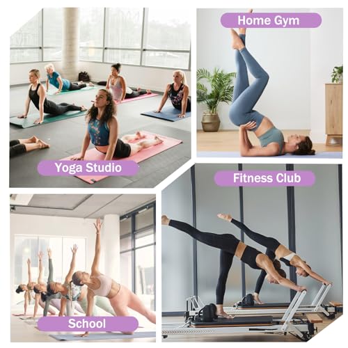 Yoga Mat Storage Rack on Wheels, Metal Yoga Mat Holder with Double Sided Hooks & Punching Tool, Rolling Organizer Cart for Home Gym, Exercise & Fitness Club