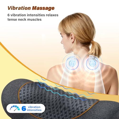 Rechargeable 3-in-1 Neck Massager Pillow with Heat,Vibration & Air Traction