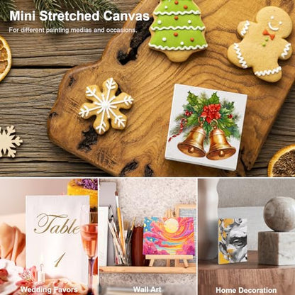 AUREUO Mini Stretched Canvas - 2x3 Inch/24 Pack - 2/5 Inch Profile Small Square Canvas - Gift Set Bulk Pack Canvases for Acrylic Painting & Craft - size: 2"x3"