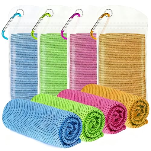 4 Pack Cooling Towels for Neck and Face(40"x12"), Cooling Neck Wraps, Ice Towel for Hot Weather, Soft Breathable Gym Towel, Cool Towel for Workout, Camping, Yoga, Sport, Running - color: Light Blue/Magenta/Orange/Green