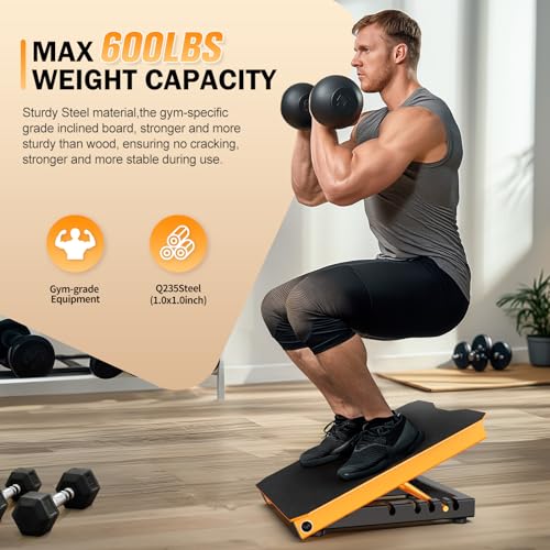 Metal Slant Board Calf Stretcher for Squat, Incline Balance Board - color: Yellow
