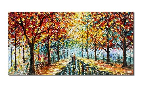 24x48 Inchs Hand Painted Forest Landscape Modern Abstract Art Wall Romantic Theme Oil Painting - color: Ts31
