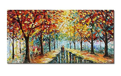 24x48 Inchs Hand Painted Forest Landscape Modern Abstract Art Wall Romantic Theme Oil Painting - color: Ts31