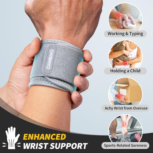 CAMBIVO 2 Pack Wrist Brace for Carpal Tunnel with wraps, Gray - color: Gray