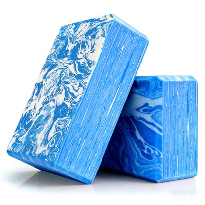 2-Pack Yoga Blocks, High-Density 9"x6"x3" Yoga Brick Foam Blocks Non-Slip EVA Foam Block Yoga Props Accessories for Yoga Pilates Stretching and Meditation - color: Camo Blue