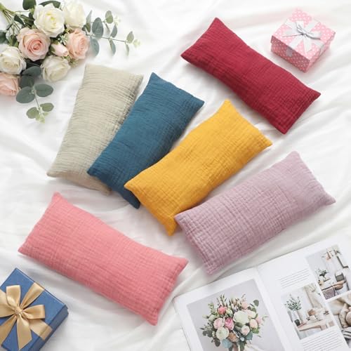 6 Pack Soft Cotton Eye Pillow Case Gauze Removable Unscented Eye Pillow Cover 9.06 x 4.53 Inches for Yoga Relaxation Sleeping Meditation Spa Migraine Relief Massage- Relaxing Colors