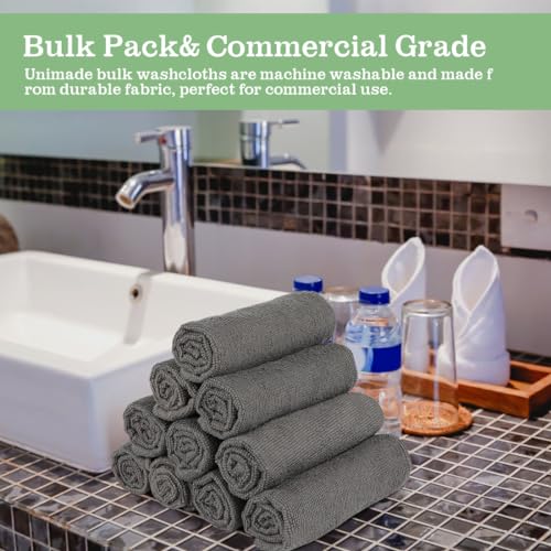 UNIMADE Washcloths Bulk 100 Pack Face Towels, Highly Soft Wash Cloths | Hand Towels, Fast Drying Multi-Purpose Microfiber Cleansing Cloths for Bathroom, Hotel, Spa, and Salon Grey (12" x 12") - color: Grey, size: 100Pack