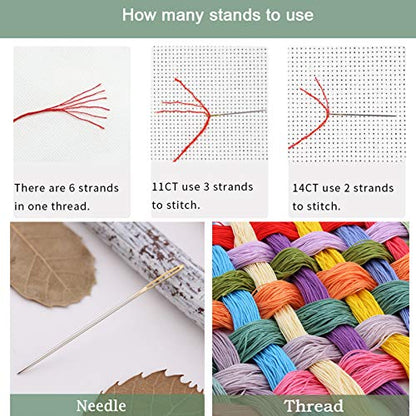Artvxeay Cross Stitch Kits Stamped Full Range of Embroidery Starter Kits for Beginners Adult DIY 11CT- (Girl Flower 18x18 inch) - color: ColorArt10