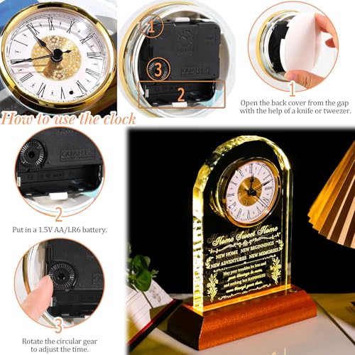 Ornalrist House Warming Gifts New Home for Women Men Glass Clock Keepsake - color: House Warming Gifts