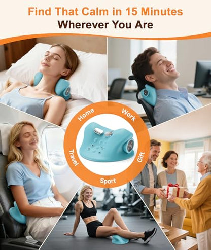 Neck Massager with Heat & Vibration 3 Level Adjustable, Heated Neck Stretcher with 6 Modes, Rechargeable Cervical Traction Device for Pain Relief & Muscle Relaxation, Gift for Women Men