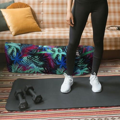 Large Yoga Mat Bag Yoga Bags and Carriers Fits All You Stuff Yoga Tote Bag with Yoga Mat Strap, Elastic Pockets and Zipper Pockets - color: black cyan