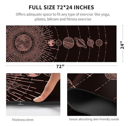 nuveti Yoga Mat Print Extra Thick TPE Non Slip Fitness Exercise Mat with Carrying Bag,72"x24" Extra Thick 6MM Exercise & Workout Mat for Yoga, Pilates Fitness and Floor Exercises - color: Planet