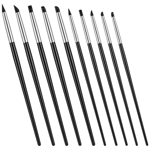 10PCS Silicone Sculpting Tools,Durable Sculpting Tool | Flexible Clay Carving Tool,Smooth Surface Silicones Clays Sculpting Tool,for Pottery Artwork Shaping Carving DIY,Black