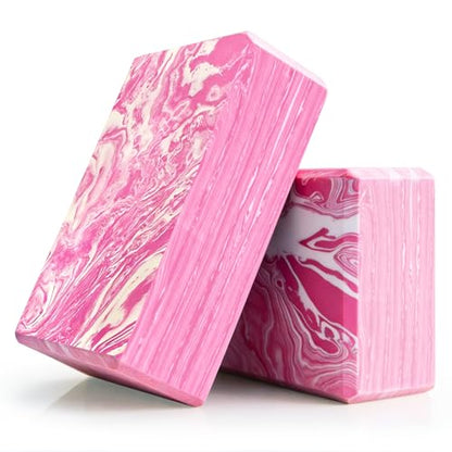 2-Pack Yoga Blocks, High-Density 9"x6"x3" Yoga Brick Foam Blocks Non-Slip EVA Foam Block Yoga Props Accessories for Yoga Pilates Stretching and Meditation - color: Camo Pink