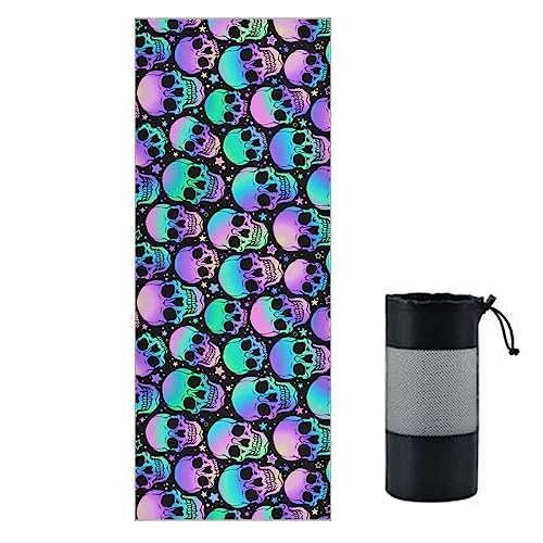 Yoga Mat Towel Colorful Skull, 73" x 27" - color: Colorful Skull