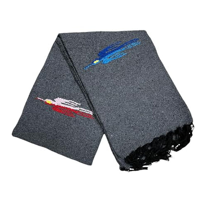 Open Road Goods 요가 담요 - 두꺼운 멕시코 썬더버드 담요 - 수제 및 요가를 위해 제작! - color: 차콜