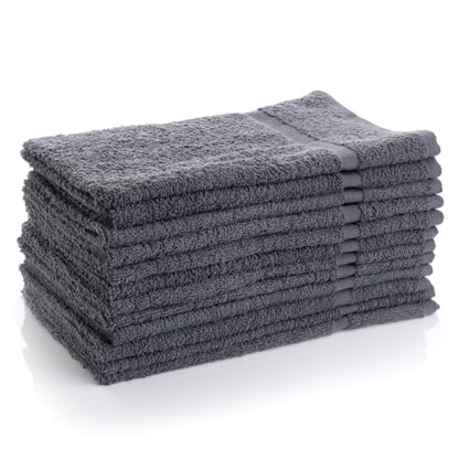 Simpli-Magic Cotton Hand Towels 16"x27" (12 Pack) – Soft Towels for Bathroom, Kitchen, Salon & Gym (Gray) - color: Gray, size: 16 in x 27 in