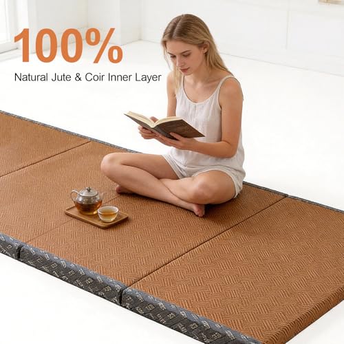 Japanese Tatami Mat, Tatami, Rug, Foldable Mattress, Roll up Rug, Japanese Floor Mattress, Floor Sleeping Japanese Futon Mattress, Meditation Yoga, Zen - size: Brown 100×200×3.5cm