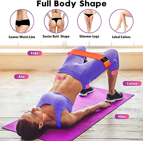 Bundle Set of 8 Resistance Bands for Workout, 5 Latex Exercise Bands and 3 Fabric Booty Bands with 2 Portable Bags