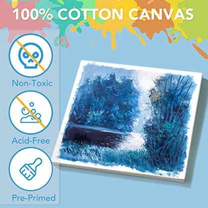 ESRICH Mini Canvases for Painting,4x4In Canvas in Bulk 24Pack, 2/5In Profile Small Square Canvas, Blank Canvases are Great for School Projects and Kids Birthday Parties, Home Decor Project. - size: 4x4in-24 Packs