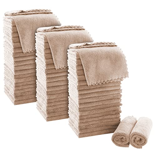 MOONQUEEN Ultra Soft Premium Washcloths Set - 12 x 12 inches - 72 Pack - Quick Drying - Highly Absorbent Coral Velvet Bathroom Wash Clothes (Brown) - color: Brown, size: 12 x 12 Inch(Pack of 72)