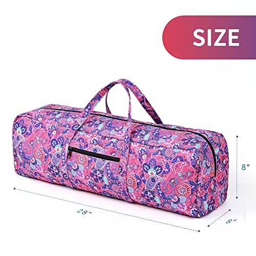 Boulder Bee | Yoga Mat Bag | Large Yoga Mat Carrier with Wet Pocket | Yoga Gifts | Gym Tote Bag for Women - color: Bright pink