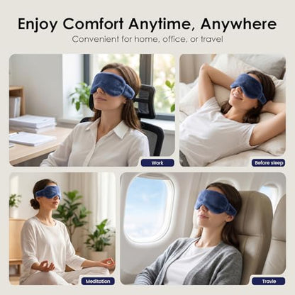 MORLIDEN Heated Eye Mask for Dry Eyes & Stye - Microwavable Warm Compress | For Blepharitis, Chalazion, MGD-Lightweight, No Heavy Pressure-Reusable Moist Heat Mask with Natural Flaxseed (Navy Blue) - color: Navy Blue