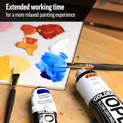 GOLDEN OPEN Slow-Drying Acrylics, Bismuth Vanadate Yellow, 5 fl oz. tube, Professional Acrylic Paint, Semi-Opaque - color: Bismuth Vanadate Yellow, size: 5 Fl Oz (Pack of 1)