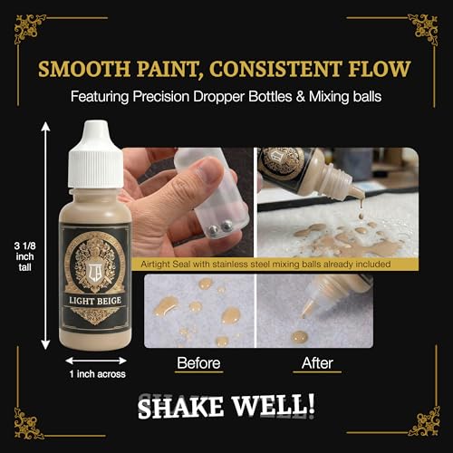 Ludus Bellum Miniature Paint Light Beige Color 18ml Dropper Bottle | Professional Acrylic Paint for Miniatures & Models, Provides Quality Acrylic Tones and Shades for Warhammer 40K D&D Figures - color: Light Beige
