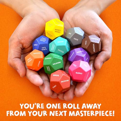 Art Dice – 12-Sided Wooden Dice with 120 Prompts to Help You Decide What to Draw or Paint – Creative Playbook with Games and Activities – Fun, Inspiring Gift for Artists of All Levels