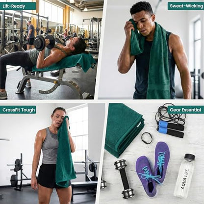 Dalisa Bench Hood Gym Towel, 100% Turkish Cotton, Non-Slip, Dark Green - color: Dark Green